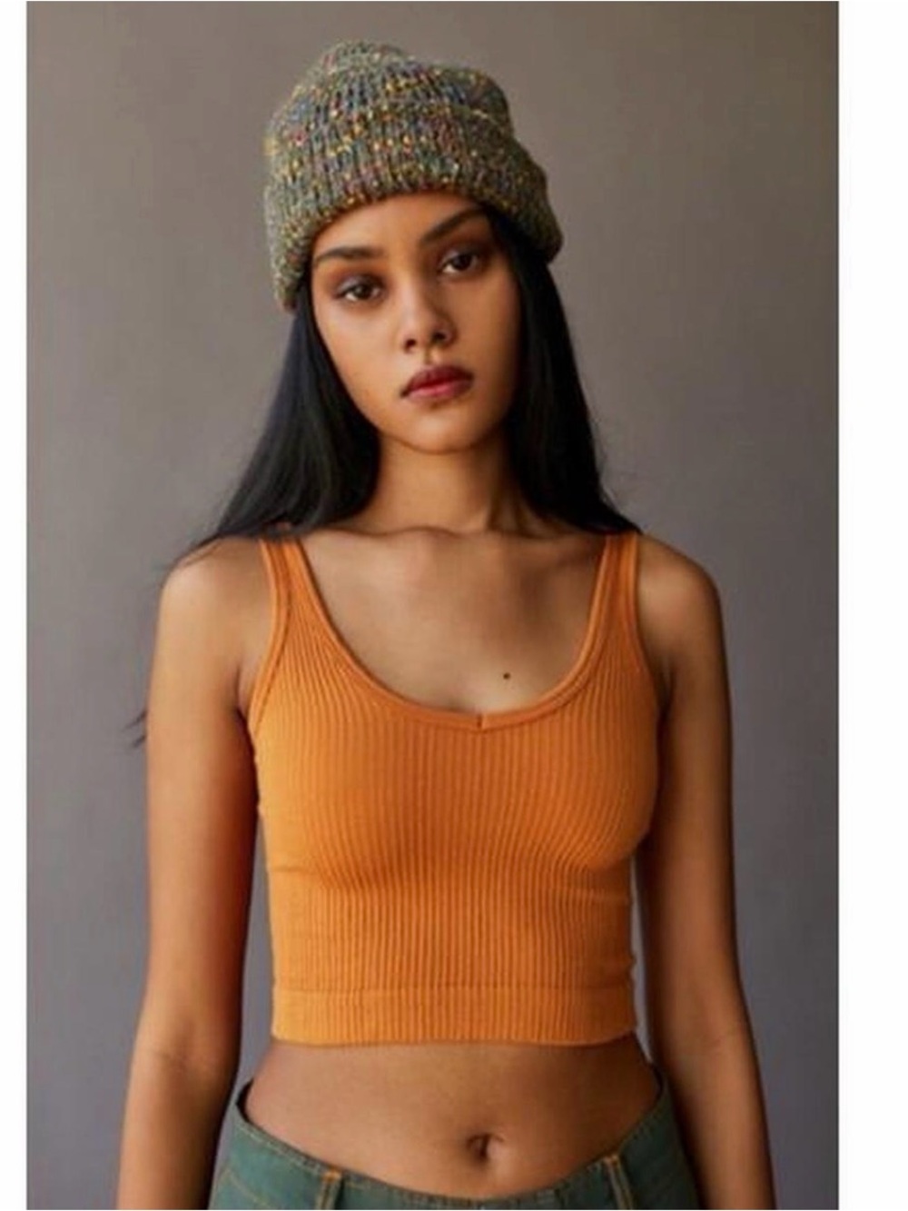 Urban Outfitters 🍊 Out From Under Drew Seamless Ribbed Cropped Tank Top- Orange